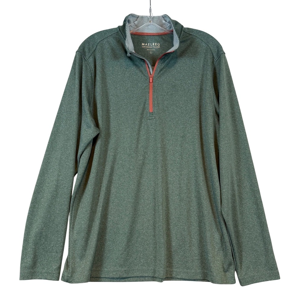 Maelreg Mens Performance Pullover Quarter Zip Heather Green Active •L• Gorpcore